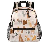 dfjdhegj Dogs Backpack for Kids, Cute Dogs Pink Lightweight Waterproof Toddler Backpacks for Boys Girls, Perfect for Preschool Nursery Kindergarten Chest Strap for School Travel Sports
