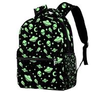 dfjdhegj Green Alien UFO Moon Outer Space Galaxy Casual School Backpack For Teen Girls Boys, Shoulder Bag For Men Women
