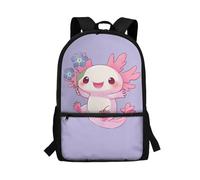 dfjdhegj Green Axolotl Backpack for Girls 6-8 Kawaii 17 Inch School Bag for Girls Elementary Kindergarten Bookbag Lightweight Book Bag for Kids Back to School Supplies Knapsack