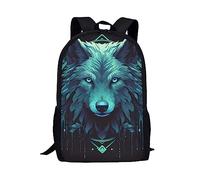 dfjdhegj Green Kids Animal Wolf Backpack for Boys Girls Lightweight Comfy Padded Elementary School Backpack 17 Inch Novelty Student Child Personalized Bookbag