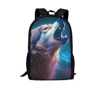 dfjdhegj Green Kids Animal Wolf Backpack for Boys Girls Lightweight Comfy Padded Elementary School Backpack 17 Inch Novelty Student Child Personalized Bookbag