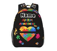 dfjdhegj Kids Backpack for Boys Girls - Personalized Colorful Puzzles Toddler School BookBags Name, Autism Awareness Casual Daypack Travel Laptop Backpacks, Elephant