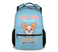 dfjdhegj Kids Backpacks for School, Corgi Backpack for Girls Boys, Cute Large Backpack for Dogs Lover, Yellow Lightweight Bookbag