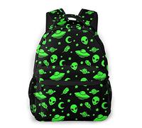 dfjdhegj Men Women Green Alien Moon Spaceships Planet Black Backpack Multipurpose Backpacks Stylish Laptop Backpack for College, School, Business, Work, Dayparks