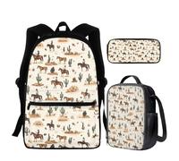 dfjdhegj Moon Star and Sun Backpack Purse 3 PCS Middle School Bag Lunch Box Pencil Case Set Galaxy Space School Bookbag for Elementary/Preschool/Kindergarten Back Packs Satchel Daypack