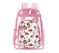dfjdhegj Mushroom Clear Backpack Heavy Duty for Girls Kids Boys Women Men - Large Cute PVC Mushrooms Theme Printing Transparent Backpacks for Schools Stadium Concerts Work - Clear/Black