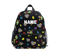 dfjdhegj Personalized Autism Awareness Colorful Puzzle Kids Backpack for Boys Girls Toddler Backpack Chest Strap Name Tag Preschool Backpack 3-8 Years Old