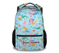 dfjdhegj Personalized Mermaid Backpack Lunch Box Set for Girls, 3 in 1 School Backpacks Matching Combo, Cartoon Pink Bookbag and Pencil Case Bundle