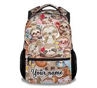 dfjdhegj Personalized Sloth Backpack for Girls Boys, 16 Inch Pink Backpacks for School, Cute, Adjustable Straps, Lightweight, Large Bookbag for Kids