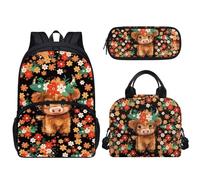 dfjdhegj Pink Hearts Sloth Strawberry Print Girls Backpack Set, Kids Backpacks Lunch Bag & Pencil Case, Kawaii Girls Bookbag School Bag for Elementary School