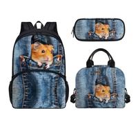 dfjdhegj Pink Hearts Sloth Strawberry Print Girls Backpack Set, Kids Backpacks Lunch Bag & Pencil Case, Kawaii Girls Bookbag School Bag for Elementary School