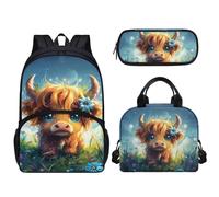 dfjdhegj Pink Hearts Sloth Strawberry Print Girls Backpack Set, Kids Backpacks Lunch Bag & Pencil Case, Kawaii Girls Bookbag School Bag for Elementary School