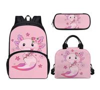 dfjdhegj Pink Hearts Sloth Strawberry Print Girls Backpack Set, Kids Backpacks Lunch Bag & Pencil Case, Kawaii Girls Bookbag School Bag for Elementary School