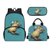 dfjdhegj Pink Hearts Sloth Strawberry Print Girls Backpack Set, Kids Backpacks Lunch Bag & Pencil Case, Kawaii Girls Bookbag School Bag for Elementary School