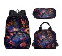 dfjdhegj Pink Hearts Sloth Strawberry Print Girls Backpack Set, Kids Backpacks Lunch Bag & Pencil Case, Kawaii Girls Bookbag School Bag for Elementary School