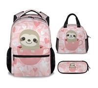 dfjdhegj Sloth Backpack for Girls Boys, 16 Inch Pink Backpacks for School, Cute, Adjustable Straps, Lightweight, Large Bookbag for Kids