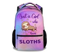 dfjdhegj Sloth Backpack for Girls Boys, 16 Inch Pink Backpacks for School, Cute, Adjustable Straps, Lightweight, Large Bookbag for Kids