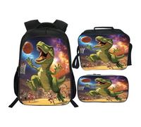 dfjdhegj Soccer Football Backpack 3PCS 16" Preschool Elementary Schoolbag Lunch Box Pencil Case Bookbag Set for Girls Boys Kids Children Teens School Students