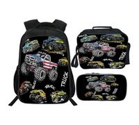 dfjdhegj Soccer Football Backpack 3PCS 16" Preschool Elementary Schoolbag Lunch Box Pencil Case Bookbag Set for Girls Boys Kids Children Teens School Students