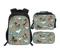 dfjdhegj Soccer Football Backpack 3PCS 16" Preschool Elementary Schoolbag Lunch Box Pencil Case Bookbag Set for Girls Boys Kids Children Teens School Students