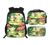 dfjdhegj Soccer Football Backpack 3PCS 16" Preschool Elementary Schoolbag Lunch Box Pencil Case Bookbag Set for Girls Boys Kids Children Teens School Students