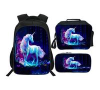 dfjdhegj Soccer Football Backpack 3PCS 16" Preschool Elementary Schoolbag Lunch Box Pencil Case Bookbag Set for Girls Boys Kids Children Teens School Students