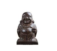 DFJLWKE Cute Small Laughing Maitreya Buddha Statue - Wooden Feng Shui Decoration - 5.5 cm Standing Laughing Buddha Good Luck & Happiness Gift Idea