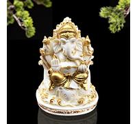 DFJLWKE Gold Lord Ganesha Statues-Hindu Elephant God Statue Bodhi Fruit Sculpture Indian Ganesh Buddha Figurine Handmade Gift Decoration for Home,Garden,Car