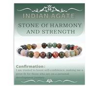 DFJMASFKOL 6mm Indian Agate - Reiki Gemstone Stretch Bracelet, Natural Beauty & Spiritual Essence, Crystal Healing for Unisex Adults