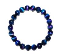 DFJMASFKOL 8mm Tigers Eye Bracelet Blue & Purple - Dual Color Hawks Eye Throat Chakra Gemstone Crystal Jewelry | Beading Tool Kit - Fits for 6.5-7.5" Medium Wrist | Boost Motivation
