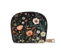DFJMASFKOL Beautiful Watercolor Wildflower Wallet Garden Blooming Flowers Card Pack Colourful Wildflowers Leather Bag Library Members - Library Card and Notes Slot 9X11CM