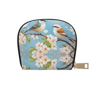 DFJMASFKOL Bird and Flower Wallet White Floral Card Pack Blue Bird Leather Bag Amusement Park Goers - Fast Pass and Payment Cards 9X11CM