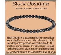 DFJMASFKOL Black Obsidian Bracelet - Reflection Bracelet for Women Men - Natural Gem Stone Beaded Stretch Elastic Healing Bracelets 4mm