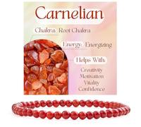 DFJMASFKOL Carnelian - Energizing - 4mm Beaded Bracelets for Women Semi Precious Natural Stone Stretch Elastic Jewelry Yoga Protection Gifts