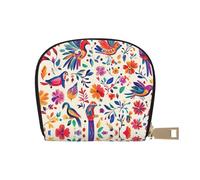 DFJMASFKOL Colorful Mexico Floral Wallet Flowers Plant Card Pack Traditional Aesthetic Leather Bag Urban Explorers - Compact Carry for City Adventures 9X11CM