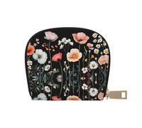 DFJMASFKOL Colourful Wildflowers Leather Bag Beautiful Watercolor Wildflower Wallet Garden Blooming Flowers Card Pack Outdoor Adventurers - Durable Card case for Trails 9X11CM