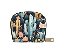 DFJMASFKOL Floral Card Pack Cactus Leather Bag Cactus Flower Wallet Cruise Ship Passengers - Cabin Key and Charge Card case 9X11CM