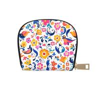 DFJMASFKOL Flowers Plant Wallet Traditional Aesthetic Card Pack Colorful Mexico Floral Leather Bag Urban Explorers - Compact Carry for City Adventures 9X11CM