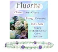 DFJMASFKOL Fluorite - Cleansing - 4mm Beaded Bracelets for Women Semi Precious Natural Stone Stretch Elastic Jewelry Yoga Protection Gifts