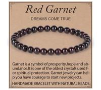 DFJMASFKOL Garnet Bracelet - Dreams Come True Bracelet for Women Men - Natural Gem Stone Beaded Stretch Elastic Healing Bracelets 6mm