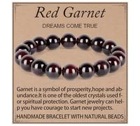 DFJMASFKOL Garnet Bracelet - Dreams Come True Bracelet for Women Men - Natural Gem Stone Beaded Stretch Elastic Healing Bracelets 10mm