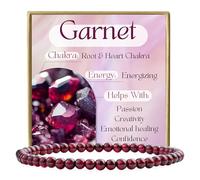 DFJMASFKOL Garnet - Energizing - 4mm Beaded Bracelets for Women Semi Precious Natural Stone Stretch Elastic Jewelry Yoga Protection Gifts