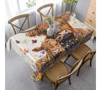 DFJMASFKOL Highland Cows Table Cloth Baby Highland Cows Tablecloth Cows Dining Table Cover for Kitchen Dinning Decoration 90CMX140CM