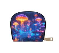 DFJMASFKOL Jellyfish Wallet Glowing Jellyfish Card Pack Fantasy Jellyfish Leather Bag Urban Explorers - Compact Carry for City Adventures 9X11CM