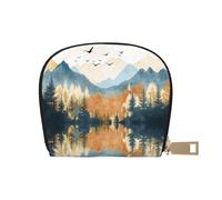 DFJMASFKOL Mountain Card Pack Watercolor Painting Leather Bag Abstract Landscape Wallet Cruise Ship Passengers - Cabin Key and Charge Card case 9X11CM