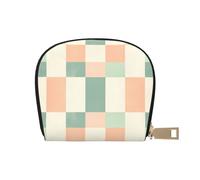 DFJMASFKOL Retro Beige Plaid Card Pack Checkered Leather Bag Checkered Patten Wallet Cruise Ship Passengers - Cabin Key and Charge Card case 9X11CM