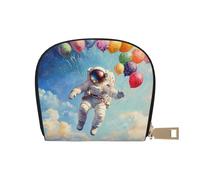 DFJMASFKOL Space Card Pack Astronaut Leather Bag Colorful Balloons Wallet Cruise Ship Passengers - Cabin Key and Charge Card case 9X11CM