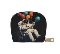 DFJMASFKOL Space Wallet Astronaut Card Pack Colorful Balloons Leather Bag Urban Explorers - Compact Carry for City Adventures 9X11CM