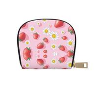 DFJMASFKOL Wildflower Leather Bag Strawberries Wallet Daisy Card Pack Outdoor Adventurers - Durable Card case for Trails 9X11CM