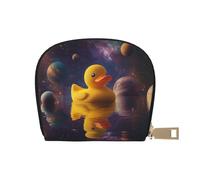 DFJMASFKOL Yellow Duck Wallet Space Duck Card Pack Galaxy Duck Leather Bag Golf Players - Course Membership Card Holder 9X11CM